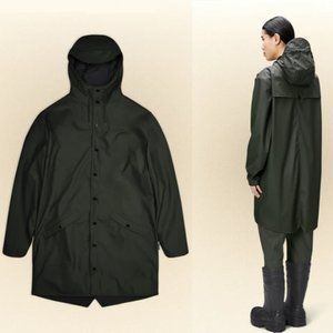 NWT Rains Unisex Long Rain Jacket Green 1202 XS/S MSRP $125